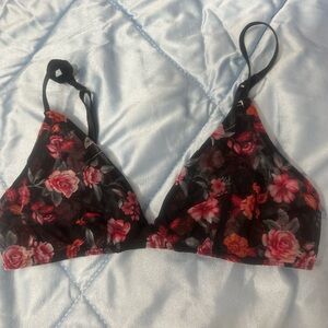 Forever 21 Black and Pink Floral Bralette